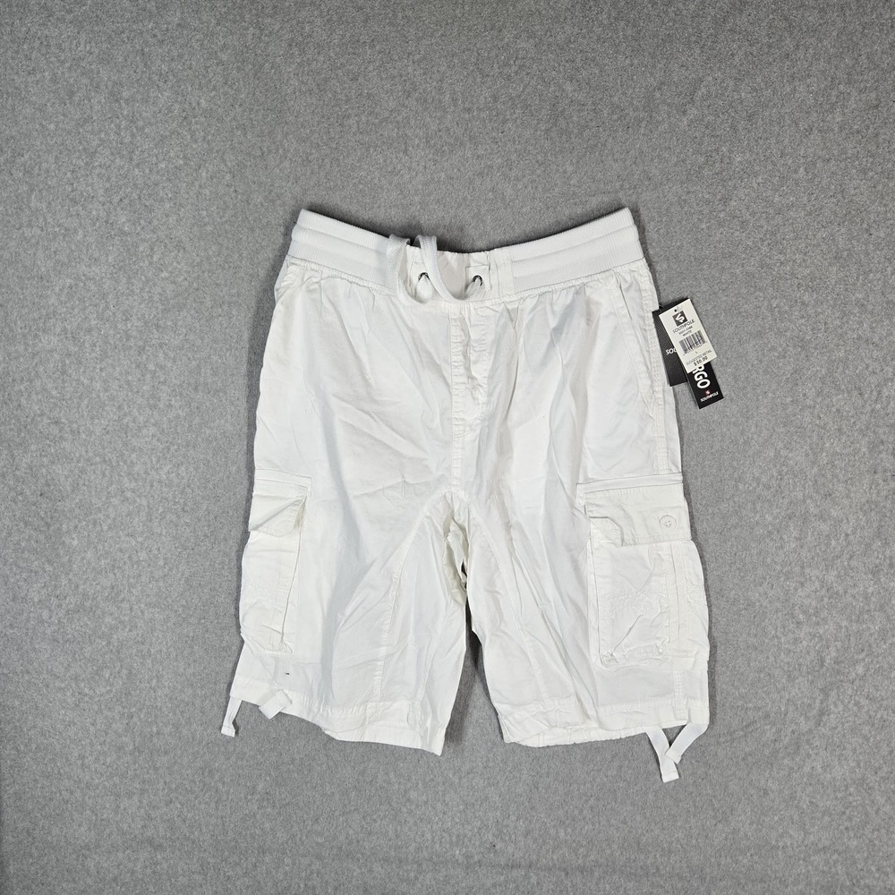 Southpole Men Shorts L White Cargo Easy 13.5" Inseam Logo Baggy Skater NWT